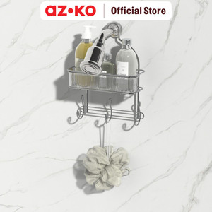 [EZO.0802147] AZKO Stora Rak Gantung Kamar Mandi Dengan Pengait Wk820103R Shower Wall Shelf Organizer Tempat Sampo Sabun Rak Tembok Serbaguna Aksesoris Kamar Mandi Furniture Indoor Rumah