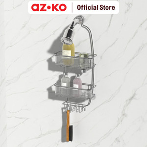 [EZO.0802148] AZKO Stora Rak Gantung Kamar Mandi 2 Tingkat Chrome Wk820101R Shower Wall Shelf Organizer Tempat Sampo Sabun Rak Tembok Serbaguna Aksesoris Kamar Mandi Furniture Indoor Rumah
