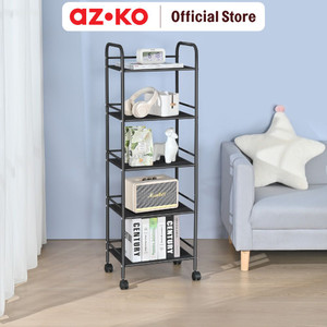 [EZO.0802154] AZKO Stora Lyra Rak Troli 5 Tingkat - Hitam Tempat Penyimpanan Multifungsi Dengan Roda Storage Trolley Wheels Rack Perlengkapan Rumah Tangga