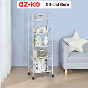 [EZO.0802155] AZKO Stora Lyra Rak Troli 5 Tingkat - Abu-Abu Muda Tempat Penyimpanan Multifungsi Dengan Roda Storage Trolley Wheels Rack Perlengkapan Rumah Tangga