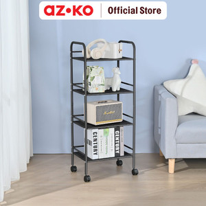 [EZO.0802156] AZKO Stora Lyra Rak Troli 4 Tingkat - Hitam Tempat Penyimpanan Multifungsi Dengan Roda Storage Trolley Wheels Rack Perlengkapan Rumah Tangga