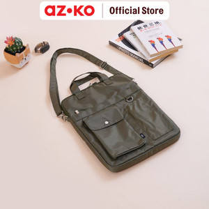 [EZO.0802171] AZKO Ataru Tas Selempang Laptop - Hijau Tua Tas Jinjing Selempang Laptop Laptop Bag Tempat Penyimpanan Notebook