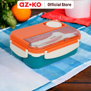 [EZO.0802176] AZKO Ataru 1.3 ltr Kotak Makan 4 Sekat 3 Warna Lunch Box Food Grade Food Box Dengan Clip Kotak Bekal Makan Bpa Free Wadah Makanan