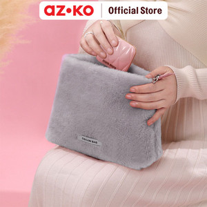 [EZO.0802194] AZKO Ataru Pouch Fur - Abu-Abu Kantong Organizer Serbaguna Tempat Pensil Pulpen Alat Make Up Pouch Kosmetik