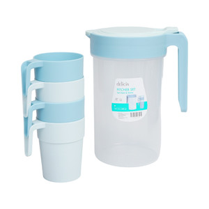 [EZO.0802220] AZKO Delicia Set Murray Teko Minum Plastik Water Jug Pitcher Dengan Tutup Dan Handle Peralatan Minum Wadah Penyimpanan Air - Biru Muda