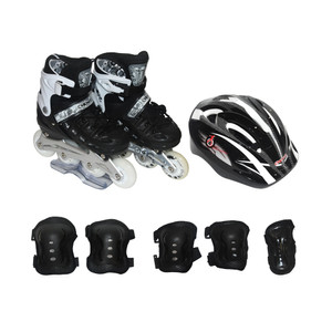 [EZO.0802253] AZKO Kinetic Set Sepatu Inline Skate Inline Skates Roller Shoes Perlengkapan Olahraga - Hitam/Abu-abu, S