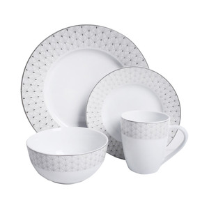 [EZO.0802262] AZKO Delicia Set Premium Perlengkapan Makan Vektor Dinner Set Plate Aesthetic Eating Utensils Peralatan Makan Set Piring Gelas Mangkok - Abu-abu