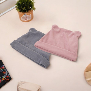 [EZO.0802271] AZKO Ataru Topi Bucket Beanie Ears Corduroy Beanie Hat Topi Rajut Tutupan Kepala Aksesoris Kepala Fashion Wanita Pria - Pink