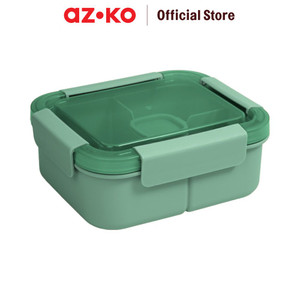 [EZO.0802285] AZKO Ataru 1.3 ltr Kotak Makan 3 Sekat Square - Hijau Lunch Box Food Grade Food Box Kotak Bekal Makan Bpa Free Wadah Makanan