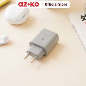 [EZO.0802287] AZKO Ataru Kepala Charger Dual Usb A & C 30 watt - Abu-Abu Head Charger Kepala Casan Colokan Adapter Casan Perlengkapan Elektronik Gadget Accessories