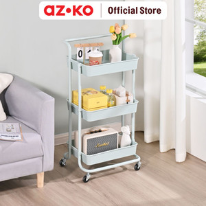 [EZO.0802307] AZKO Stora Cora Rak Troli 3 Tingkat - Biru Tempat Penyimpanan Multifungsi Dengan Roda Storage Trolley Wheels Rack Perlengkapan Rumah Tangga