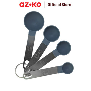 [EZO.0802321] AZKO Kris Set 4 Pcs Sendok Takar - Abu-Abu Measure Spoon Food Grade Alat Penakar Sendok Ukuran Perlengkapan Masak Perlengkapan Dapur