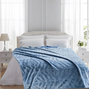 [EZO.0802342] AZKO Sleeplite Selimut Fleece Emboss Blanket Kain Penghangat Tubuh Aksesoris Tempat Tidur Bedroom Accessories Perlengkapan Kamar Tidur - Biru