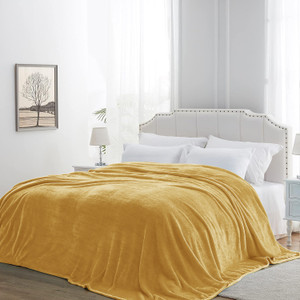 [EZO.0802343] AZKO Sleeplite Selimut Fleece Solid Blanket Polos Kain Penghangat Tubuh Aksesoris Tempat Tidur Bedroom Accessories Perlengkapan Kamar Tidur - Kuning