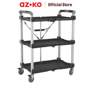 [EZO.0802356] AZKO Krisbow Troli Perkakas Lipat 3 Tingkat Trolley Roda Foldable Trolley Troli Barang Wheels Rack Perlengkapan Rumah Tangga