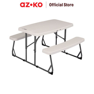 [EZO.0802374] AZKO Soleil Meja Taman Anak - Putih Bangku Dan Meja Taman Garden Desk And Chair Picnic Table Benches Set Outdoor Furniture Furnitur Halaman