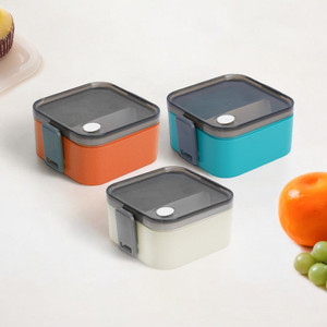 [EZO.0802395] AZKO Ataru 85 ml Kotak Makan Square Lunch Box Food Grade Food Box Dengan Clip Kotak Bekal Makan Bpa Free Wadah Makanan