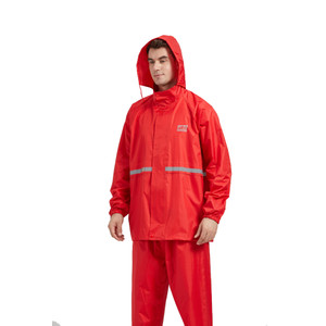 [EZO.0802401] AZKO Otto Klasse Jas Hujan Pvc Dengan Reflector Raincoat Mantel Hujan Pvc Baju Pelindung Ujan Ponco Perlengkapan Berkendara - Merah, XXL