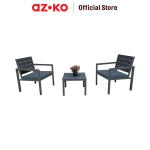 [EZO.0802424] AZKO Soleil Set Kursi & Meja Teras - Abu-Abu Balcony Table Chair Furniture Outdoor Serbaguna Furnitur Rumah Tempat Duduk Kursi Halaman