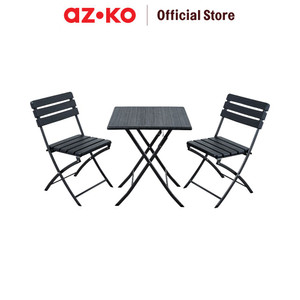[EZO.0802447] AZKO Soleil Set Kursi & Meja Teras - Hitam Balcony Table Chair Furniture Outdoor Serbaguna Furnitur Rumah Tempat Duduk Kursi Halaman