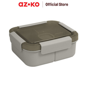 [EZO.0802463] AZKO Ataru 1.3 ltr Kotak Makan 3 Sekat Square - Abu-Abu Detergen Box Wadah Simpan Bubuk Deterjen Cair Sabun Cuci Perlengkapan Laundry