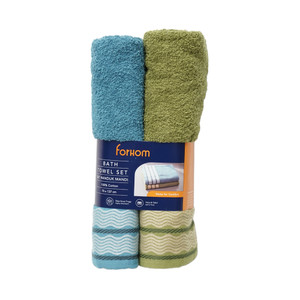 [EZO.0802480] AZKO Forhom 7X137 cm Set 2 Pcs Handuk Mandi Bath Towel Handuk Dewasa Anduk Badan Perlengkapan Mandi - Biru/Hijau