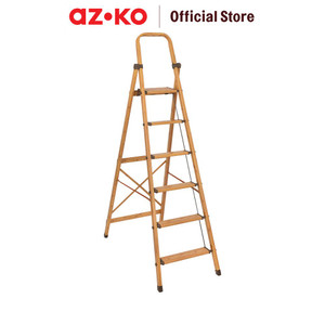 [EZO.0802504] AZKO Fixsteps 1.7 mtr Tangga Lipat Aluminium Slim Motif Kayu 6 Step Multifunction Household Ladder Peralatan Rumah Tangga Tangga Buka Tutup Foldable Ladder