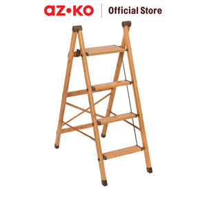 [EZO.0802511] AZKO Fixsteps 1.1 mtr Tangga Lipat Aluminium Slim Motif Kayu 4 Step Multifunction Household Ladder Peralatan Rumah Tangga Tangga Buka Tutup Foldable Ladder