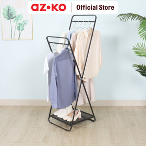[EZO.0802544] AZKO Stora Gantungan Baju Dengan Rak Stand Hanger Gantungan Baju Berdiri Clothes Organizer Standing Clothing Rack