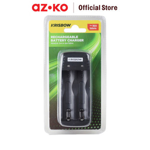 [EZO.0802549] AZKO Krisbow Charger Baterai 2 Slot 18650 5V Casan Batre Isi Ulang Peralatan Elektronik Alat Pengisi Ulang Daya Battery