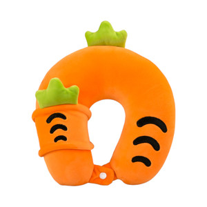 [EZO.0802572] AZKO Passport Bantal Leher Anak Dengan Penutup Mata Neck Cushion Travel Bantal Mobil U-Neck Car Pillow Sandaran Leher - Carrot