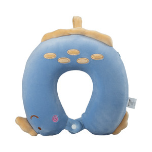 [EZO.0802573] AZKO Passport Bantal Leher Anak Neck Cushion Travel Bantal Mobil U-Neck Car Pillow Sandaran Leher - Biru