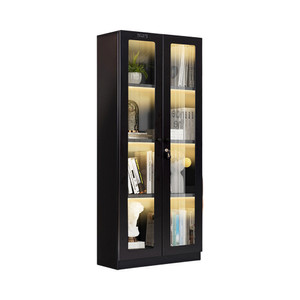 [EZO.0802584] AZKO Masterspace Haka Lemari Pajang Besi Display Cabinet Kabinet Koleksi Pajangan Furniture Indoor Rak Tempat Hiasan Dekorasi Rumah - Hitam, 59.8x35.5x150cm