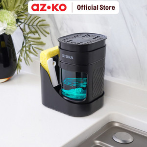 [EZO.0802592] AZKO Stora Dispenser Sabun Cuci Piring Dengan Caddy - Hitam Wadah Penyimpanan Spons Dan Sabun Dish Spons With Dispenser Home Cleaning Tools