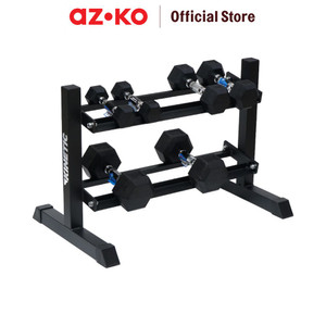 [EZO.0802602] AZKO Kinetic Rak Dumbell 2 Tingkat - Hitam Tempat Simpan Alat Gym Barbel Organizer Besi Perlengkapan Fitness