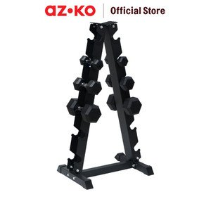 [EZO.0802604] AZKO Kinetic Rak Dummbell Triangle 6 Pair - Hitam/Abu-Abu Tempat Simpan Alat Gym Barbel Organizer Besi Perlengkapan Fitness