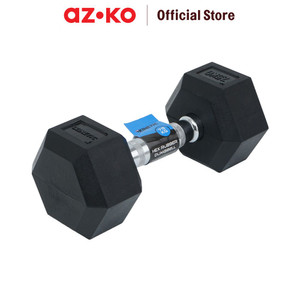 [EZO.0802610] AZKO Kinetic Dumbbell Rubber Hexagonal 7.5 kg - Hitam Barbel Alat Fitness Alat Gym Peralatan Angkat Beban