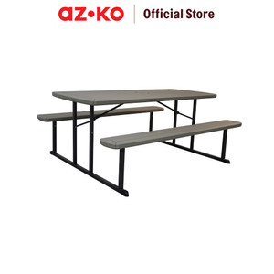 [EZO.0802635] AZKO New Storm 182 cm Set Bangku & Meja Taman - Cokelat Bangku Dan Meja Taman Garden Desk And Chair Picnic Table Benches Set Outdoor Furniture Furnitur Halaman