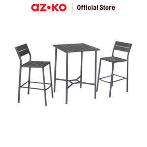 [EZO.0802637] AZKO Soleil Set Kursi & Meja Bar - Abu-Abu Tua Dining Table Set Meja Kursi Ruang Makan Aesthetic Furniture Dining Room