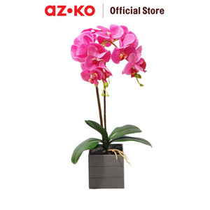 [EZO.0802638] AZKO Arthome Tanaman Artifisial Orchid 2 Stem Dengan Pot - Pink Fuschia Tumbuhan Tanaman Buatan Dekorasi Plant Sintetis Pajangan Rumah Serbaguna Hiasan Properti Foto