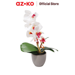 [EZO.0802641] AZKO Arthome Tanaman Artifisial Orchid Dengan Pot - Putih Tumbuhan Tanaman Buatan Dekorasi Plant Sintetis Pajangan Rumah Serbaguna Hiasan Properti Foto