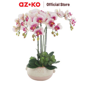 [EZO.0802647] AZKO Arthome Bunga Artifisial Orchid 7 Stem Dengan Pot - Pink Tumbuhan Buatan Bunga Hias Cantik Sintetis Tanaman Artificial Dekorasi Flower Pajangan Rumah Serbaguna Hiasan Properti Foto