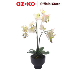 [EZO.0802648] AZKO Arthome Bunga Artifisial Orchid White 3 Stem Dengan Pot - Putih/Pink Tumbuhan Buatan Bunga Hias Cantik Sintetis Tanaman Artificial Dekorasi Flower Pajangan Rumah Serbaguna Hiasan Properti Foto