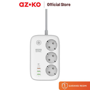 [EZO.0802649] AZKO Krisbow Sync Smart Stop Kontak 3 Soket Ekstensi Dengan Usb A & Type C Smart Electric Socket Terminal Colokan Listrik Pintar Kotak Kontak Peralatan Elektronik
