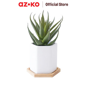 [EZO.0802653] AZKO Arthome 17 cm Tanaman Artifisial Aloe Dengan Pot Keramik - Hijau Tumbuhan Tanaman Buatan Dekorasi Plant Sintetis Pajangan Rumah Serbaguna Hiasan Properti Foto