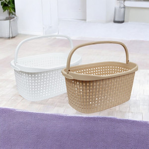 [EZO.0802697] AZKO Stora 6X38.5X27 cm Keranjang Laundry Woven Dengan Handle Tempat Baju Pakaian Kotor Wadah Cucian Laundry Basket Perlengkapan Rumah Tangga - Krem