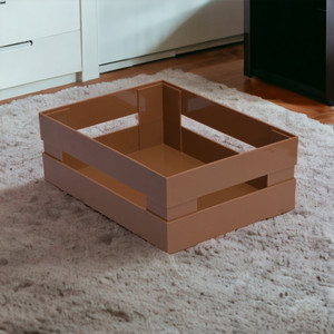 [EZO.0802704] AZKO Stora Keranjang Penyimpanan Modular Handle Storage Basket Kotak Penyimpanan Serbaguna Bin Organizer Tempat Simpan Barang - Cokelat, M