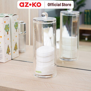 [EZO.0802718] AZKO Stora Tempat Penyimpanan Kapas Round Cotton Jar Wadah Tempat Simpan Kapas Aksesoris Kamar Mandi Perlengkapan Kecantikan Dan Rumah Tangga