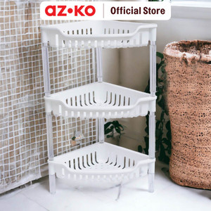 [EZO.0802723] AZKO Stora Ukuran S Rak Penyimpanan 3 Tingkat Triangle - Putih Organizer Serbaguna Tempat Simpan Barang Multifungsi Rak Storage Perlengkapan Rumah Tangga