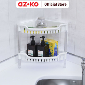 [EZO.0802724] AZKO Stora Ukuran S Rak Penyimpanan 2 Tingkat Triangle - Putih Organizer Serbaguna Tempat Simpan Barang Multifungsi Rak Storage Perlengkapan Rumah Tangga